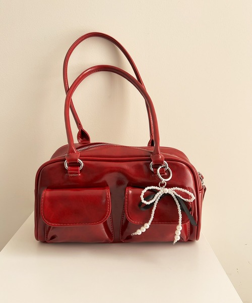 セール】リボンチャーム付き合皮ショルダーバッグ（ショルダーバッグ