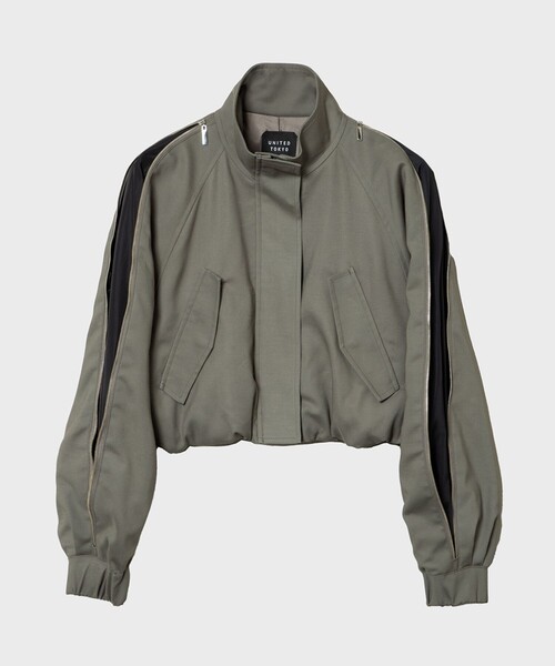 UNITED TOKYO（ユナイテッドトウキョウ）の「ジップアップブルゾンジャケット（ブルゾン・レディース・ブラック/グリーン・FREE）」の2枚目の写真