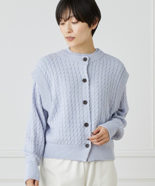 【セール】ケーブル柄2WAYアルパカニットジレ（カーディガン/ボレロ）｜I.T.'S international（イッツインターナショナル）