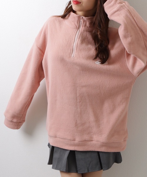 Lace Ladies(レースレディース)の「ボア ハーフジップ プルオーバー パーカー ハイネック トップス(スウェット・レディース・ピンク/ブラック/グレー・M/XL)」の14枚目の写真