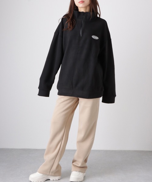 セール】ボア ハーフジップ プルオーバー パーカー ハイネック