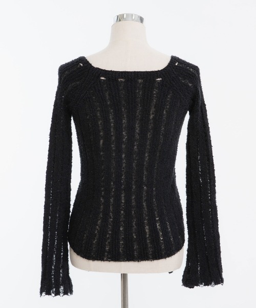 Diable baiser(ディアブルベーゼ)の「やや透けニットトップス(ニット/セーター・レディース・ブラック・SMALL/MEDIUM/LARGE/LL)」の6枚目の写真
