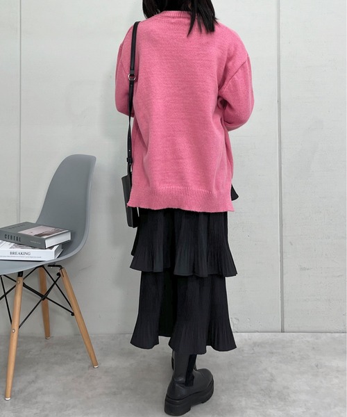 &soiree(アンドソワレ)の「【&soiree】カレッジロゴモヘアライクニットセーター(CP)(ニット/セーター・レディース・ベージュ/グレー/ピンク/グリーン・FREE)」の15枚目の写真