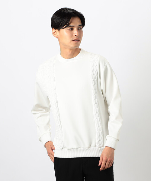 COMME CA ISM（コムサイズム）の「ダンボールニット×ニット コンビプルオーバー（ニット/セーター・メンズ・ホワイト/ブルー/グレー/ブラック・LARGE/MEDIUM）」の9枚目の写真