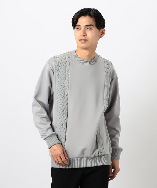 COMME CA ISM（コムサイズム）の「ダンボールニット×ニット コンビプルオーバー（ニット/セーター・メンズ・ホワイト/ブルー/グレー/ブラック・LARGE/MEDIUM）」の12枚目の写真