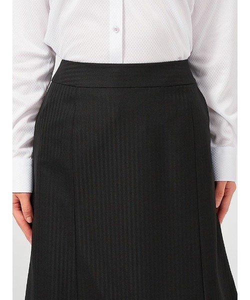 HARUYAMA（ハルヤマ）の「【ウォッシャブル】セミフレアスカート ストレッチ S＆M Knightsbridge ブラック シャドウストライプ 通年（スーツスカート・レディース・ブラック・5号/7号/9号/11号/13号/15号/17号/19号）」の10枚目の写真