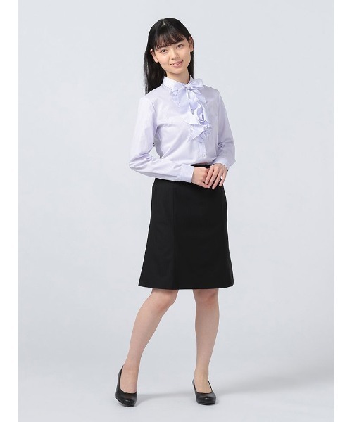 HARUYAMA（ハルヤマ）の「【ウォッシャブル】セミフレアスカート ストレッチ S＆M Knightsbridge ブラック シャドウストライプ 通年（スーツスカート・レディース・ブラック・5号/7号/9号/11号/13号/15号/17号/19号）」の7枚目の写真