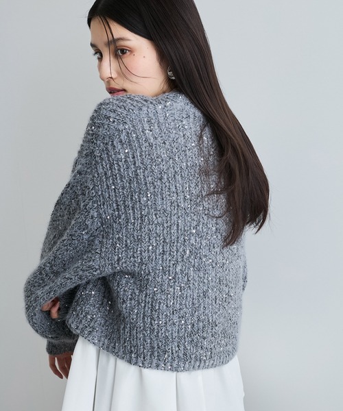 VIS（ビス）の「【WEB限定】スパンコールニットプルオーバー（ニット/セーター・レディース・キナリ/グレー/レッド・FREE）」の8枚目の写真