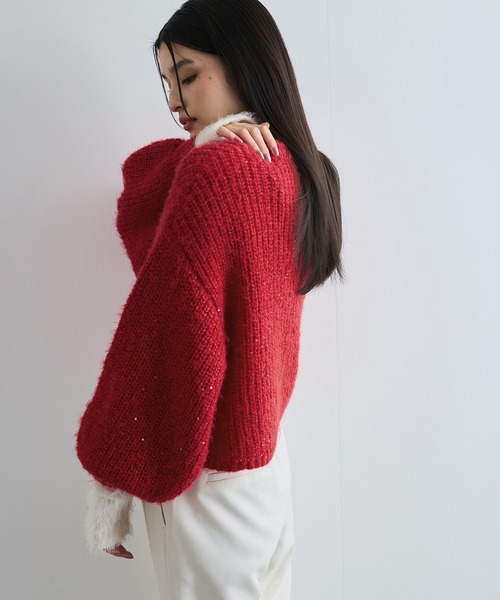 VIS（ビス）の「【WEB限定】スパンコールニットプルオーバー（ニット/セーター・レディース・キナリ/グレー/レッド・FREE）」の22枚目の写真