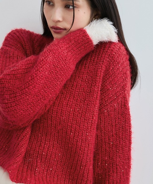 VIS（ビス）の「【WEB限定】スパンコールニットプルオーバー（ニット/セーター・レディース・キナリ/グレー/レッド・FREE）」の21枚目の写真