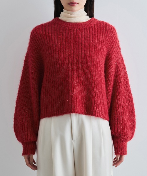 VIS（ビス）の「【WEB限定】スパンコールニットプルオーバー（ニット/セーター・レディース・キナリ/グレー/レッド・FREE）」の19枚目の写真