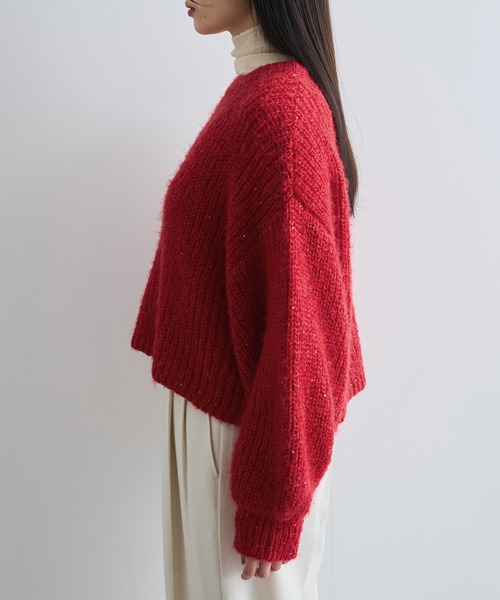 VIS（ビス）の「【WEB限定】スパンコールニットプルオーバー（ニット/セーター・レディース・キナリ/グレー/レッド・FREE）」の18枚目の写真