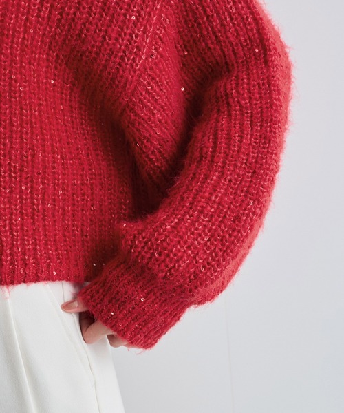 VIS（ビス）の「【WEB限定】スパンコールニットプルオーバー（ニット/セーター・レディース・キナリ/グレー/レッド・FREE）」の14枚目の写真