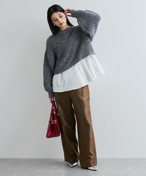 VIS（ビス）の「【WEB限定】スパンコールニットプルオーバー（ニット/セーター・レディース・キナリ/グレー/レッド・FREE）」の6枚目の写真