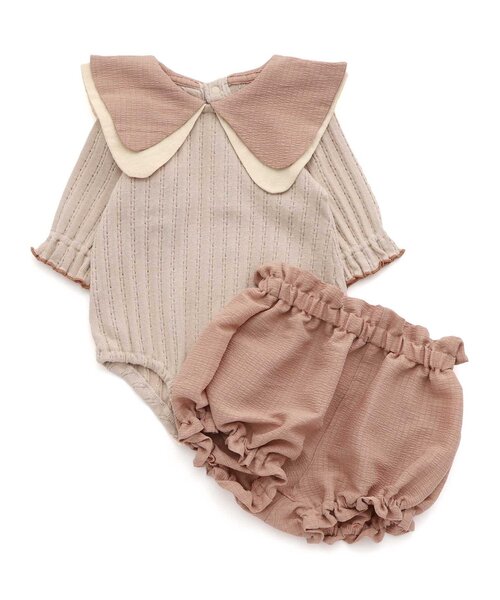 Ampersand（アンパサンド）の「ビッグカラーロンパス&ブルマセット（ロンパース・キッズ・ライトグレー/ベージュ/キナリ/ミント・60/70/80）」の3枚目の写真