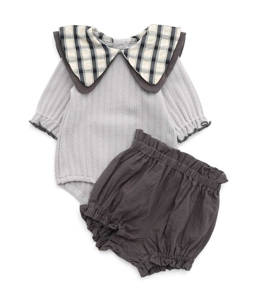 Ampersand（アンパサンド）の「ビッグカラーロンパス&ブルマセット（ロンパース・キッズ・ライトグレー/ベージュ/キナリ/ミント・60/70/80）」の2枚目の写真