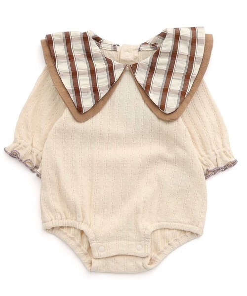 Ampersand（アンパサンド）の「ビッグカラーロンパス&ブルマセット（ロンパース・キッズ・ライトグレー/ベージュ/キナリ/ミント・60/70/80）」の14枚目の写真