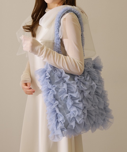 Lace Ladies(レースレディース)の「チュール フリル ショルダー トート バッグ(トートバッグ・レディース・ホワイト/グレー/ブラック・FREE)」の10枚目の写真