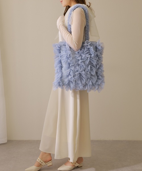 Lace Ladies(レースレディース)の「チュール フリル ショルダー トート バッグ(トートバッグ・レディース・ホワイト/グレー/ブラック・FREE)」の13枚目の写真