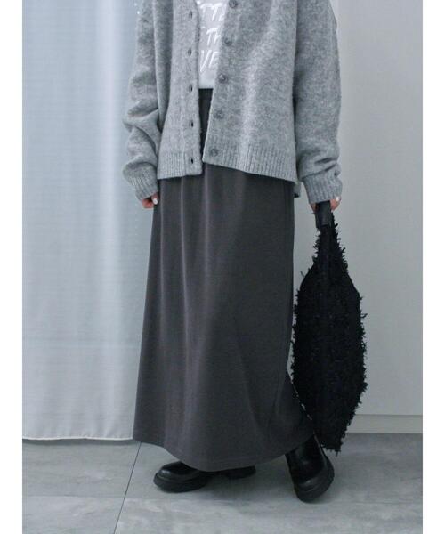 Samansa Mos2 blue（サマンサモスモスブルー）の「【吸湿発熱】カットコールタイトスカート（スカート・レディース・ブラック/ベージュ/グレー・F）」の3枚目の写真