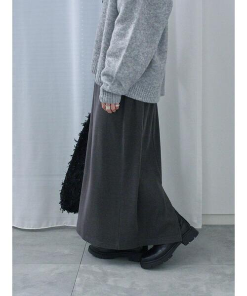 Samansa Mos2 blue（サマンサモスモスブルー）の「【吸湿発熱】カットコールタイトスカート（スカート・レディース・ブラック/ベージュ/グレー・F）」の6枚目の写真