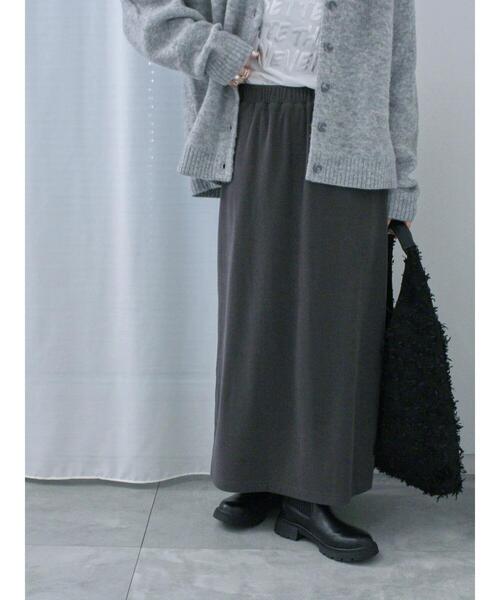 Samansa Mos2 blue（サマンサモスモスブルー）の「【吸湿発熱】カットコールタイトスカート（スカート・レディース・ブラック/ベージュ/グレー・F）」の8枚目の写真