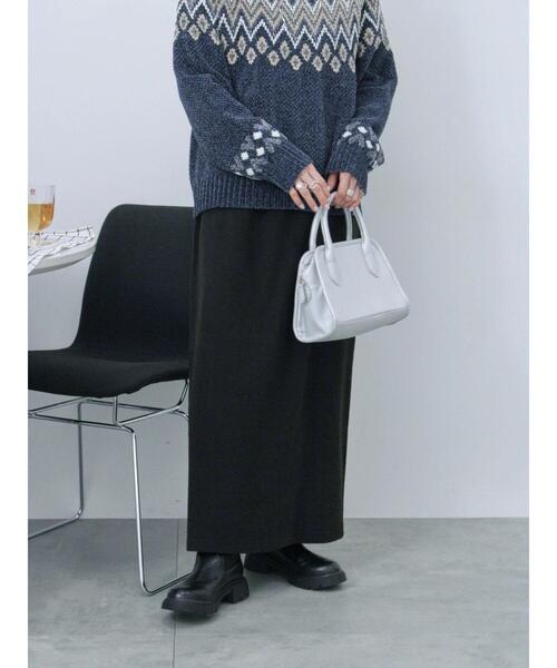 Samansa Mos2 blue（サマンサモスモスブルー）の「【吸湿発熱】カットコールタイトスカート（スカート・レディース・ブラック/ベージュ/グレー・F）」の14枚目の写真