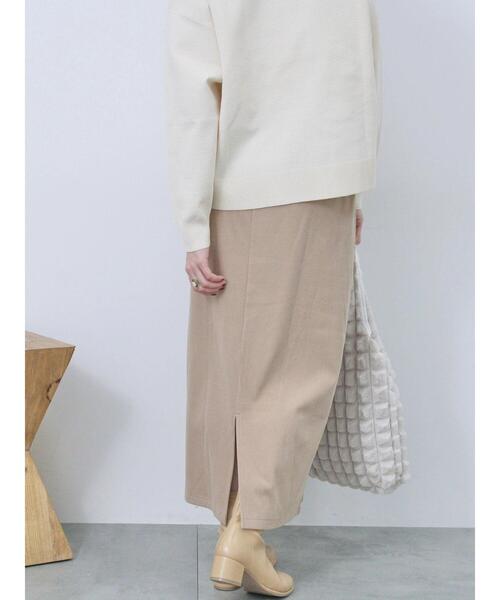 Samansa Mos2 blue（サマンサモスモスブルー）の「【吸湿発熱】カットコールタイトスカート（スカート・レディース・ブラック/ベージュ/グレー・F）」の20枚目の写真