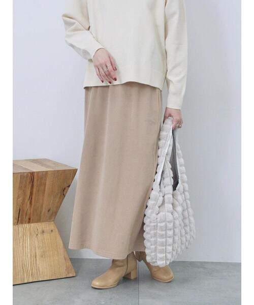 Samansa Mos2 blue（サマンサモスモスブルー）の「【吸湿発熱】カットコールタイトスカート（スカート・レディース・ブラック/ベージュ/グレー・F）」の22枚目の写真