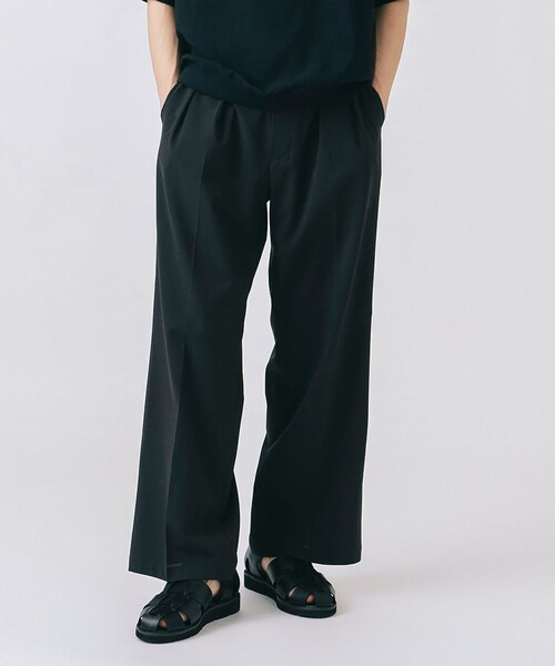 【美品】BEAMS+ 2タック ワイド テーパード トラウザーズ パンツ M BEAMS+ ジーンズ BEAMS PLUS / 2プリーツ リネン デニム ワイド