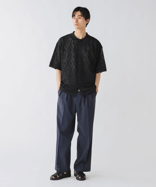 【美品】BEAMS+ 2タック ワイド テーパード トラウザーズ パンツ M BEAMS+ ジーンズ BEAMS PLUS / 2プリーツ リネン デニム ワイド