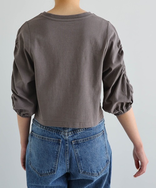 Freesia by andme(フリージアバイアンドミー)の「袖スリットオープンショートトップス(Tシャツ/カットソー・レディース・オフホワイト/グレー系その他/ブラック・FREE)」の18枚目の写真