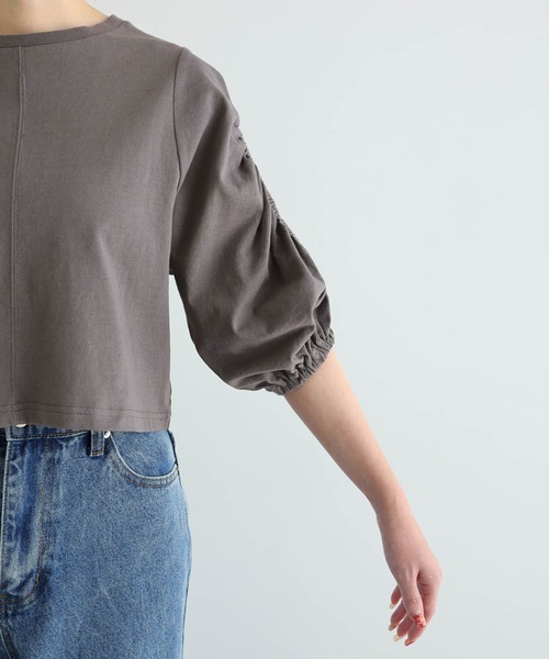 Freesia by andme(フリージアバイアンドミー)の「袖スリットオープンショートトップス(Tシャツ/カットソー・レディース・オフホワイト/グレー系その他/ブラック・FREE)」の20枚目の写真