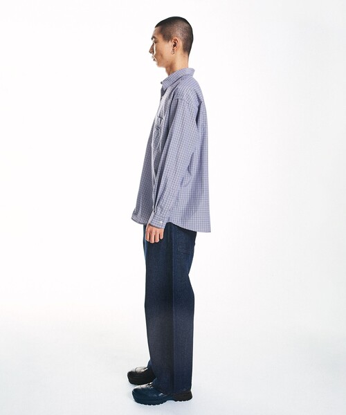 City Ambient Products（シティアンビエントプロダクツ）の「City Ambient Products: レギュラーカラー ブロード オーバー シャツ (長袖)（シャツ/ブラウス・メンズ・ベージュ/スカイブルー/ブルー/グレー/サックスブルー/ブラック・MEDIUM/SMALL/LARGE）」の18枚目の写真