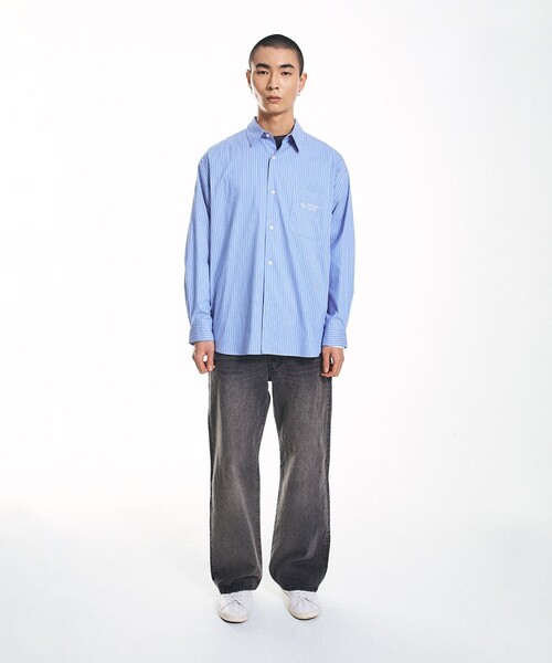 City Ambient Products（シティアンビエントプロダクツ）の「City Ambient Products: レギュラーカラー ブロード オーバー シャツ (長袖)（シャツ/ブラウス・メンズ・ベージュ/スカイブルー/ブルー/グレー/サックスブルー/ブラック・MEDIUM/SMALL/LARGE）」の21枚目の写真