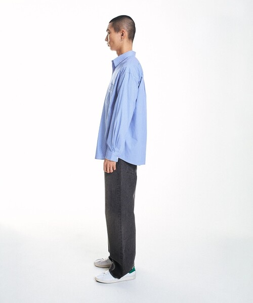 City Ambient Products（シティアンビエントプロダクツ）の「City Ambient Products: レギュラーカラー ブロード オーバー シャツ (長袖)（シャツ/ブラウス・メンズ・ベージュ/スカイブルー/ブルー/グレー/サックスブルー/ブラック・MEDIUM/SMALL/LARGE）」の22枚目の写真