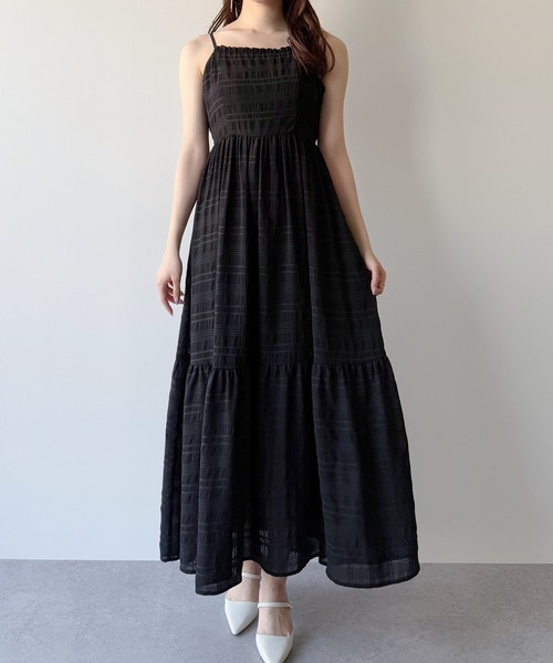 Lemonplet paris シアーチェックワンピース　美品 セール】シアーチェックキャミワンピース（ワンピース）｜flower