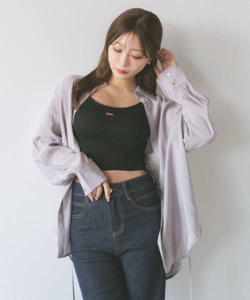 ECREL(エクレール)の「ベーシックリボンシャツ(シャツ/ブラウス・レディース・ホワイト/ピンク・FREE)」の1枚目の写真