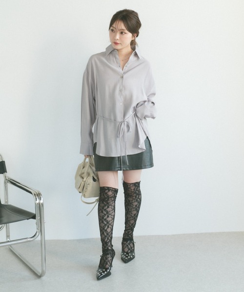 ECREL(エクレール)の「ベーシックリボンシャツ(シャツ/ブラウス・レディース・ホワイト/ピンク・FREE)」の6枚目の写真