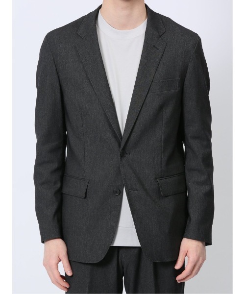 TAKA-Q（タカキュー）の「【ストレッチ ウォッシャブル イージーケア】タカキュー 2ボタンジャケット デニム風黒(セットアップ可能)（スーツジャケット・メンズ・ブラック・MEDIUM/LARGE/X-LARGE/3L/S）」の6枚目の写真