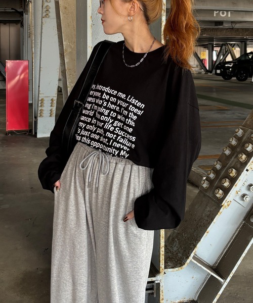 ISOOK(アイスー)の「【ISOOK / アイスー】オーバーサイズプリントロンT / 長袖 クルーネック ラウンドネック Tシャツ レタリング ルーズ丈 ビッグシルエット ユニセックス 英字ロゴ 白 黒 ホワイト ブラック グレー ZOZOTOWN限定(Tシャツ/カットソー・レディース・ホワイト/ブラック/グレー・FREE)」の3枚目の写真