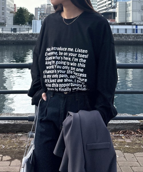 ISOOK(アイスー)の「【ISOOK / アイスー】オーバーサイズプリントロンT / 長袖 クルーネック ラウンドネック Tシャツ レタリング ルーズ丈 ビッグシルエット ユニセックス 英字ロゴ 白 黒 ホワイト ブラック グレー ZOZOTOWN限定(Tシャツ/カットソー・レディース・ホワイト/ブラック/グレー・FREE)」の15枚目の写真