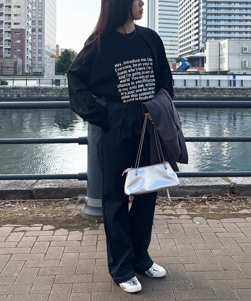 ISOOK(アイスー)の「【ISOOK / アイスー】オーバーサイズプリントロンT / 長袖 クルーネック ラウンドネック Tシャツ レタリング ルーズ丈 ビッグシルエット ユニセックス 英字ロゴ 白 黒 ホワイト ブラック グレー ZOZOTOWN限定(Tシャツ/カットソー・レディース・ホワイト/ブラック/グレー・FREE)」の5枚目の写真