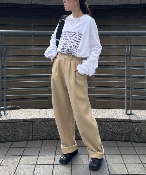 ISOOK(アイスー)の「【ISOOK / アイスー】オーバーサイズプリントロンT / 長袖 クルーネック ラウンドネック Tシャツ レタリング ルーズ丈 ビッグシルエット ユニセックス 英字ロゴ 白 黒 ホワイト ブラック グレー ZOZOTOWN限定(Tシャツ/カットソー・レディース・ホワイト/ブラック/グレー・FREE)」の13枚目の写真