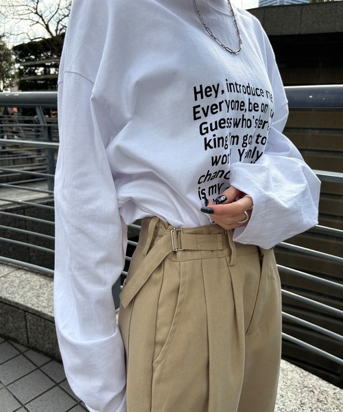 ISOOK(アイスー)の「【ISOOK / アイスー】オーバーサイズプリントロンT / 長袖 クルーネック ラウンドネック Tシャツ レタリング ルーズ丈 ビッグシルエット ユニセックス 英字ロゴ 白 黒 ホワイト ブラック グレー ZOZOTOWN限定(Tシャツ/カットソー・レディース・ホワイト/ブラック/グレー・FREE)」の11枚目の写真