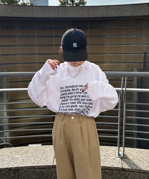 ISOOK(アイスー)の「【ISOOK / アイスー】オーバーサイズプリントロンT / 長袖 クルーネック ラウンドネック Tシャツ レタリング ルーズ丈 ビッグシルエット ユニセックス 英字ロゴ 白 黒 ホワイト ブラック グレー ZOZOTOWN限定(Tシャツ/カットソー・レディース・ホワイト/ブラック/グレー・FREE)」の20枚目の写真