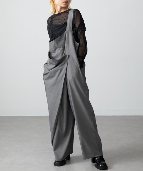 【MAGASIN DE MODE Onjna】One shoulder wrap overalls / ワンショルダーラップオールインワン trc