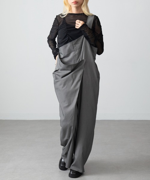 【MAGASIN DE MODE Onjna】One shoulder wrap overalls / ワンショルダーラップオールインワン trc