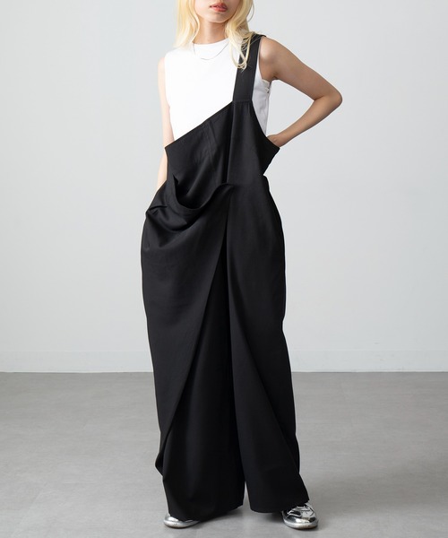 【MAGASIN DE MODE Onjna】One shoulder wrap overalls / ワンショルダーラップオールインワン trc