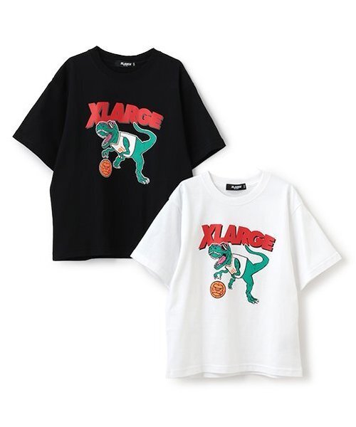 XLARGE KIDS（エクストララージキッズ）の「【人気商品再入荷】【直営店で取り扱い無し】恐竜バスケットプリント半袖Tシャツ（Tシャツ/カットソー・キッズ・ブラック/ホワイト・90cm/110cm/100cm/120cm/130cm/140cm）」の9枚目の写真